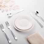 144 Pack Silver Premium Plastic Cutlery Disposable Silverware Set - 48 Forks, 48 Knives, 48 Spoons - For Catering, Parties, Dinners, Weddings, and Everyday Use, Plastic box packaging