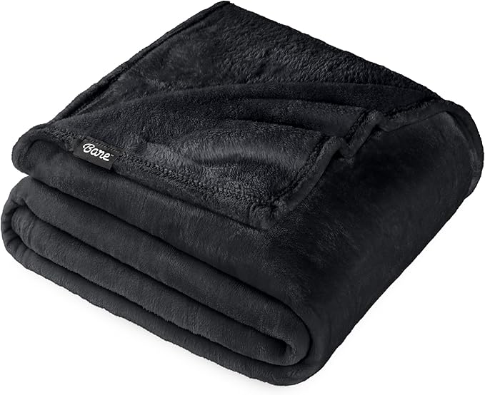 Bare Home Fleece Blanket - Throw/Travel - Ultra-Soft Lightweight for Bed, Sofa, and Couch - Luxury Microplush - Cozy Warm Blanket (Throw/Travel, Black)