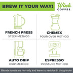 Wink Coffee Blonde Espresso, Light Roast Whole Bean Coffee, Single Origin Colombian Arabica Beans, 2.2 lb, Small-Batch, Smooth, Sustainably Sourced