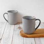 famiware Tempus Coffee Mugs Set of 4, 14 oz Cup Set, Stoneware Mugs with Handle for Coffee, Tea, Cocoa, Milk, Cappuccino, Microwave Safe - Pearl Blue