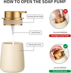 Enra Ceramic Soap Dispenser,12 oz Hand Lotion Dispenser with Gold Pump,Refillable Dish Soap Dispenser,Modern Liquid Soap Dispenser for Bathroom,Kitchen with Easy-to-Press Pump(Beige Liquid Glod Pump)