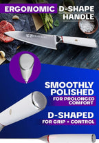 Dalstrong Chef Knife - 8 inch - Phantom Series - Japanese High-Carbon AUS8 Steel Kitchen Knife - White G10 Handle - Cooking Knife - w/Sheath