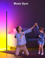 Corner Floor Lamp, 2 Pack RGB IC Corner Lamp 55" with APP Control, 16 Million Colors, Timing Function and Music Sync, Color Changing Ambient Lighting for Living Room Bedroom Gaming Room Upgraded