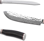 YOUSUNLONG Breaking Knife Bull Nose Pro Butcher Knife 10 inch Japanese 67 Layers Hammered Damascus Steel with Natural Leadwood Handle
