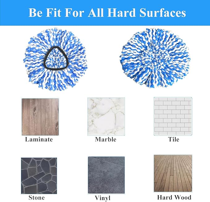 [5 Pack]Mop Heads Replacements, Spin Mop Replacement Head Deep Cleaning Machine Washable and Easy Replace,Spin Mop Refill Replacement Head 100% Microfiber,Mop Head Compatible with RinseClea