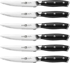 Klaus Meyer Stahl High Carbon Exclusive German Steel 4.5 inch 6 Piece Steak Knife Set (Black)