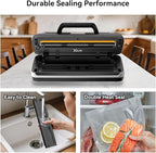 85Kpa Vacuum Sealer for Food, Full Automatic Vacuum Sealer Machine with Double Heat Seal, Easy-Lock Handle, Built-in Cutter, 1 Bag Rolls and 10 pcs Pre-cut Bags