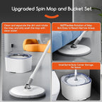 Spin Mop and Electric Bucket System, Unique Automatic Washing and Wring Electric Bucket, Upgrade Spin Mop Bucket with 2 Microfiber Cloths,Suitable for Hardwood Tile Marble Floor-White