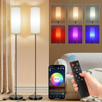 FRIDEKO HOME 2 Pack Floor Lamps for Living Room, Dimmable Colors Temperature & Brightness, Modern Floor Lamp with Remote, Tall Standing Lamps for Living Room Bedroom Office, White Shade 9W Smart Bulb