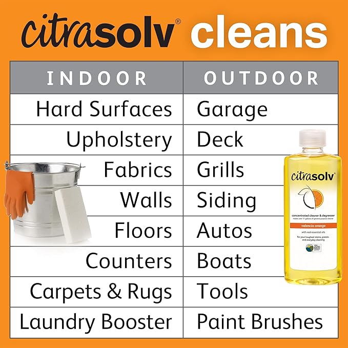 Citra Solv - Concentrated Household Cleaner & Degreaser - Valencia Orange Scent - 16 Fl Oz, Natural Ingredients, Non-Toxic, Biodegradable, Made in USA