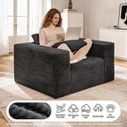 Single Cloud Sofa, Giant Bean Bag Chair with High Backrest & Wider Armrest, Foam Boneless Couch for Oversized Spaces, Comfy Furry Sofas with Pillows for Living Room, Bedroom, Apartment, Dorm, Office