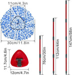 Spin Mop Replace Head, Base, Scrubber, Mop Handle for OCedar RinseClean 2-Tank System, Include 2 Microfiber Mop Refills, 1 Mop Handle, 1 Base and 1 Scrub Brush for Dry Wet Use Floor Deep Cleaning