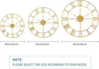 Large Wall Clock, Metal Retro Roman Numeral Clock, Modern Round Wall Clocks Almost Silent, Easy to Read for Living Room/Home/Kitchen/Bedroom/Office/School Decor (Gold, 18.5 Inch)