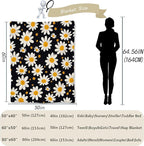 White Daisy Flowers Blanket - Soft Lightweight Cozy Floral Flannel Throw Blanket for Adults Kids Women Girls, Warm Fuzzy Blankets for Couch, Bed, Travel, Outdoor Use, Home Decor 80×60 in