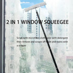 17.3-60’’ Window Squeegee for Home, 2 in 1 Window Cleaning Kit Long Handle Squeegee for Shower Glass, Window Cleaner Tool for Car Windshield Floor Tile Wall