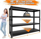 Storage Shelves Heavy Duty, 48"L x 18"W x 72"H Garage Storage Shelves Unit Loads 2960LBS, 4-tier Adjustable Metal Industrial Utility Shelf Rack for Kitchen, Laundry Room, Pantry, Warehouse, Basement