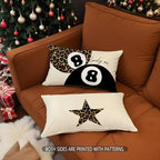 Preppy Pink Lucky 8 Ball Leopard Throw Pillow Covers 20x12,Cheetah Print Room Decor, Trendy Funky Y2K Leopard Print Motivational Decorative Pillow Covers for Girls Room Dorm Apartment，Set of 2