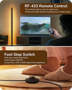 EDISHINE Wooden LED Corner Floor Lamp, Modern Standing Light with Remote, Minimalist Dimmable Floor Lamps for Living Room, Bedroom, Office, 7 Color Temperature 2700~6000K, 48.43"