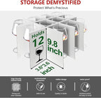 homyfort 2 Pack Stemware Storage Cases, Wine Glass Storage Box with Dividers, China Crystal Glass Storage Containers Organizer for 24 Glassware Moving and Protection (Grey)