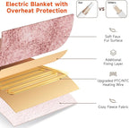 Heated Blanket Electric Throw- 50"x60" Soft Thick Bubble Electric Blanket for Sofa with 5 Heat Levels & 4 Hours Auto-Off Overheat Protection, Warm Cozy Gifts, Pink