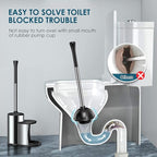 Toilet Plunger Bowl Brush Set: Hideaway Heavy Duty Toilet Plunger Scrubber Cleaner Holder Combo for Bathroom with Covered Caddy Hidden Elongated Discreet Apartment Toilet Plunger Brush Accessories