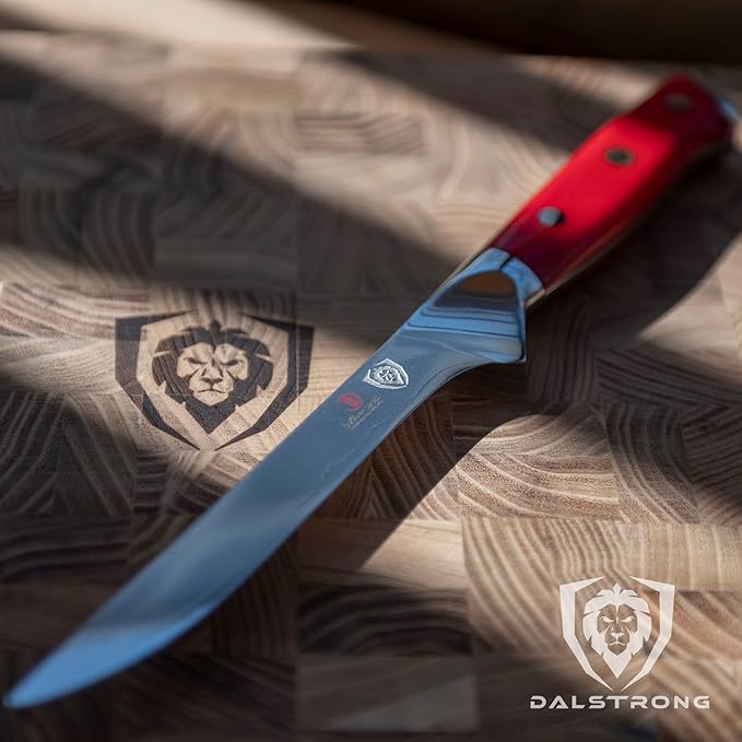Dalstrong Boning Knife - 6 inch - Shogun Series - Japanese AUS-10V Super Steel Knife Gift- Vacuum Treated- Crimson Red ABS Handle - Razor Sharp Fillet Knife - Meat Cutting, Carving, Trimming w/Sheath