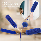 Dusters for Cleaning, 9 in 1 Kit 100” Feather Duster with Extension Pole, Retractable Bendable Washable, Cobweb Duster Chenille Gap Dust Brush Blind Duster for Cleaning High Ceiling Fans