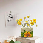 Small Purse Vase for Flowers - Sunflower Cute Mini Handbag Flower Vase for Organic Modern Table Centerpiece Decor, Unique Beige Resin White Vases for Party/Kitchen/Neutral/Bedroom