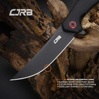 CJRB Tactical Knife, Small Folding Pocket Knife with AR-RPM9 Steel Blade and G10 Handle for Men Outdoor, Survival, Hunting, Camping Gobi(J1906B) Black