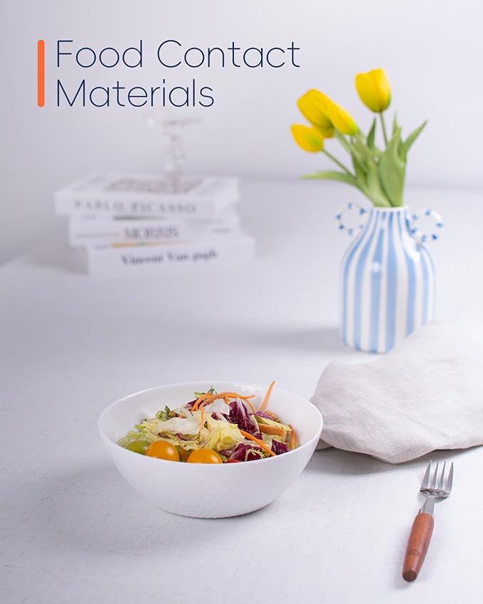 27 OZ Max Cereal Soup Bowl Set of 6, Thin Light & Durable Opal Glass 7.2 inch White Geometric Faceted Bowls for Ramen, Noodle, Salad, Fruit, Dishwasher and Microwave Safe