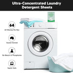 Laundry Detergent Sheets - Pre-Measured Laundry Sheets - Powerful Stain Removal - Gentle on Skin & Fabrics - Works in All Washers - Convenient and Travel Friendly (Fragrance Free)