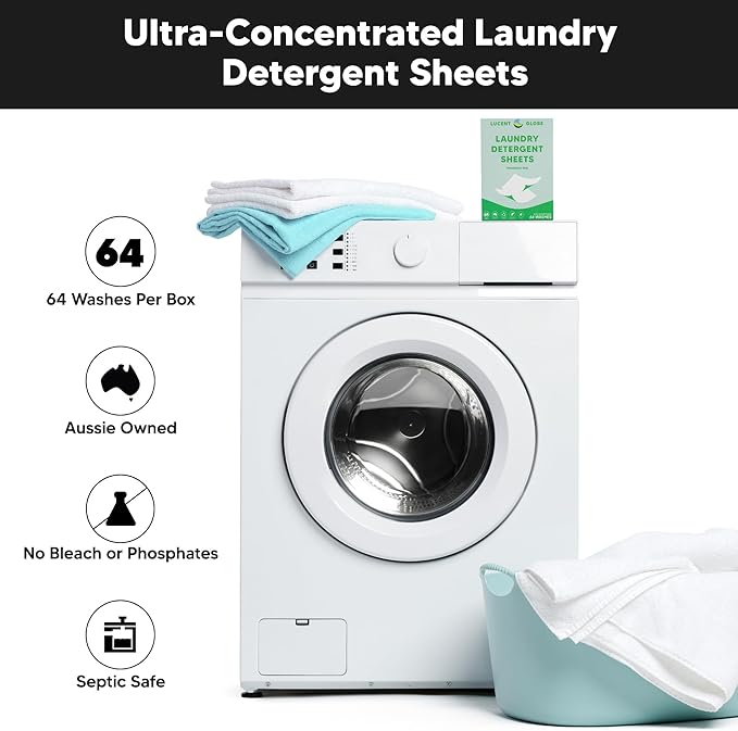 Laundry Detergent Sheets - Pre-Measured Laundry Sheets - Powerful Stain Removal - Gentle on Skin & Fabrics - Works in All Washers - Convenient and Travel Friendly (Fragrance Free)