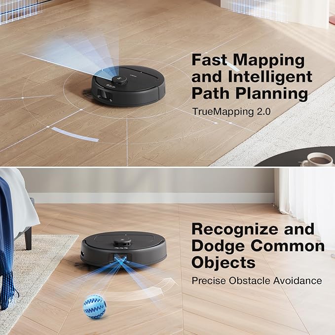 ECOVACS DEEBOT N30 Omni Care Robot Vacuum and Mop, 10000Pa Suction, TruEdge Adaptive Edge Mopping, ZeroTangle 2.0 Technology, Hot Air-Drying, Self-Emptying, Auto-Lift Mopping, Obstacle Avoidance