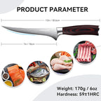 Fillet Knife 7 Inch, Razor Sharp Boning Knife High Carbon Stainless Steel for Fish Meat Poultry Cutting, Japanese Style Fish Knives with Flexible Ergonomic Pakkawood Handle