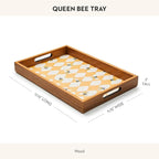 MACKENZIE-CHILDS Wooden Tray with Handles, Rectangular Tray for Serving, Queen Bee