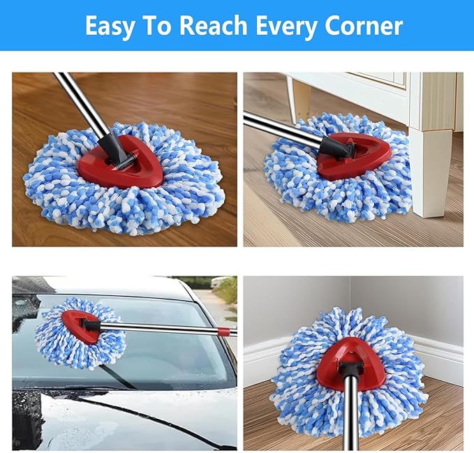 [5 Pack]Mop Heads Replacements, Spin Mop Replacement Head Deep Cleaning Machine Washable and Easy Replace,Spin Mop Refill Replacement Head 100% Microfiber,Mop Head Compatible with RinseClea
