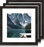 11x11 Black Picture Frame set of 3, Made of Wooden Square Photo frame - Displays 8x8 Picture With Mat or 11 x 11 Without Mat, Desktop and Wall Mounting Collage Frame set