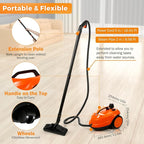 BEAMNOVA Steam Cleaner Electric Household Steamer High Pressure Multipurpose Cleaning Machine Heavy Duty Rolling for Floor Carpet Car Detailing Windows Home, Inside Water Container with Roller, Orange