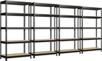PrimeZone Storage Shelves 4 Packs 5 Tier Adjustable Garage Storage Shelving, Heavy Duty Metal Storage Utility Rack Shelf Unit for Warehouse Pantry Closet Kitchen, 35.5" x 15.75" x 71", Black