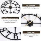 1st Owned Large Wall Clocks for Living Room Decor, Silent Non Ticking Clocks Battery Operated, 18.5 Inch Decorative Analog Metal Indoor Wall Clock for Kitchen, Bedroom, Office Decor