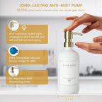 Glass Soap Dispenser for Kitchen Sink,Farmhouse Kitchen Dish Soap Dispenser&Hand Soap Dispenser Set,Rustproof Pump Soap Lotion Dispenser Bathroom with Tray,Waterproof Label for Decor(White