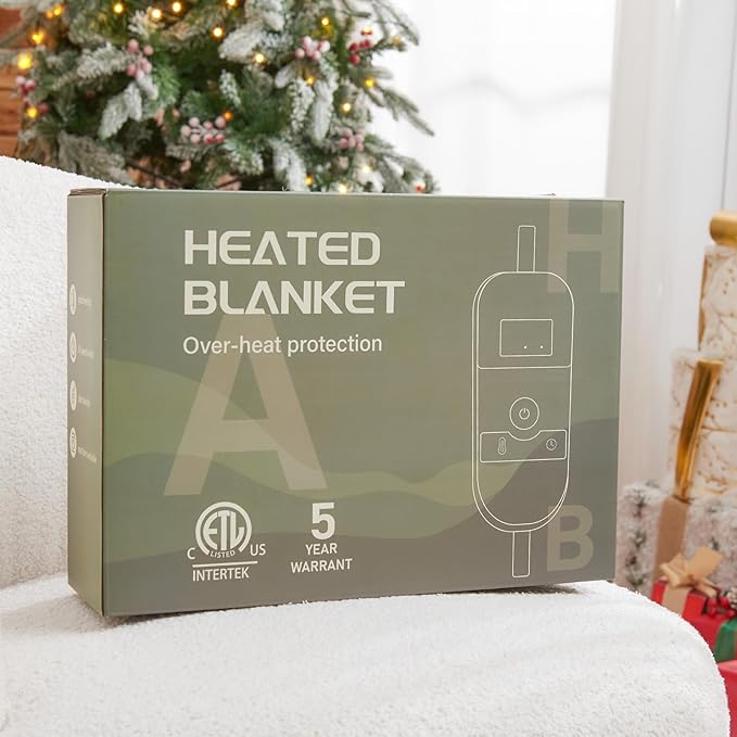 Heated Electric Blanket Queen Size, 84X90 Heating Blanket Queen with Dual Control&10 Heats Levels&Timer for Bed,Brown Plaid Sherpa Soft Blankets Warmer Gift for Grandma Women Adults, Washable,ETL