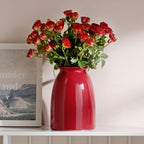 hjn Red Flower Vase- Ceramic Vase for Decor, White vase for Flowers, Modern Vases for Living Room/Home Decor Accents/Entryway/Mantel/Bookshel-Red