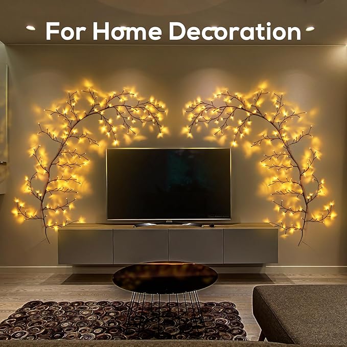 Enchanted Willow Vine Lights for Home Decor with 160LEDs, 8.2FT Wall Decoration Light with 8 Remote Control Modes (Brown)(1PCS)