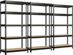 PrimeZone Storage Shelves 3 Packs 5 Tier Adjustable Garage Storage Shelving, Heavy Duty Metal Storage Utility Rack Shelf Unit for Warehouse Pantry Closet Kitchen, 35.5" x 15.75" x 71", Black
