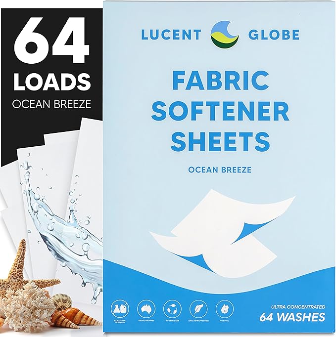 Fabric Softener Sheets for Washer - Softens & Freshens Laundry, Gentle on Fabrics & Skin - Free from Harsh Chemicals - Travel-Friendly Fabric Softener for Washing Machine (OB)