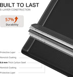 HONGBAKE 2 Pack Jelly Roll Pan Set 15x10, Cookie Sheets for Baking with Diamond Texture, Baking Sheets Non Stick, Non Toxic Oven Trays for Cooking, Heavy Duty 57% Thicker Carbon Steel, Dark Gray