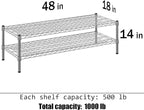 18" Deep x 48" Wide x 14" Height Wire Shelving Kit | 2-Tier | NSF Commercial Storage Rack Unit