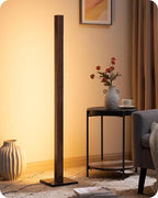 EDISHINE Wood LED Corner Floor Lamp, Modern Dimmable Light with Remote, Minimalist Standing Floor Lamps for Living Room, Bedroom, Office, 7 Color Temperature 2700~6000K, 48.43"