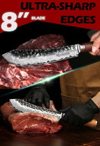 YOUSUNLONG Breaking Knives 8 inch Butcher Knife Japanese Hammered Damascus Steel Natural Walnut Wooden Handle